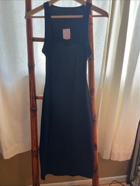 wild fable Black Ribbed Tank Midi Dress